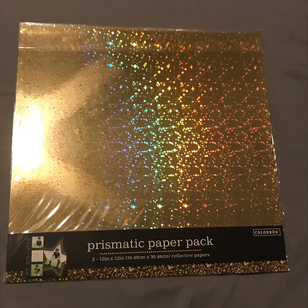 NWT-Colorbok Prismatic Reflective Paper Gold with Stars -2-Pack